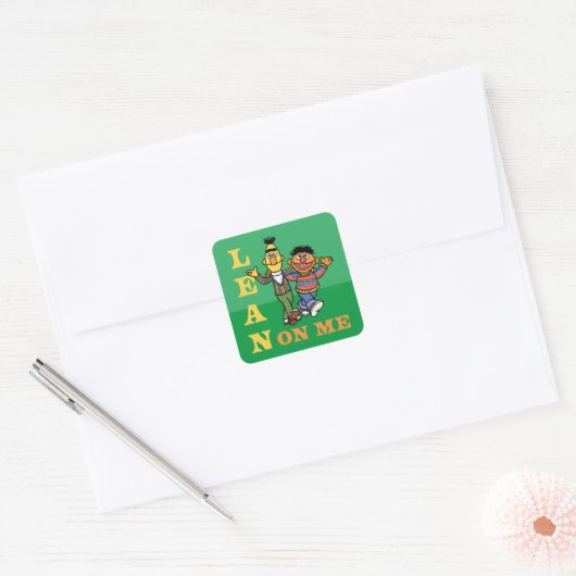 Sesamstraat | Bert & Ernie Lean op Mij Vierkante Sticker (Envelop)