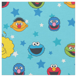 Sesamstraat   Best Friends Star Pattern Stof