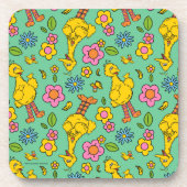 Sesamstraat | Big Bird & Little Bird Pattern Bier Onderzetter (Voorkant)