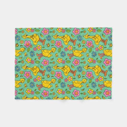 Sesamstraat | Big Bird & Little Bird Pattern Fleece Deken (Voorkant (Horizontaal))