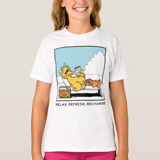 Sesamstraat | Big Bird Relax Refresh Recharge T-shirt (Voorkant)