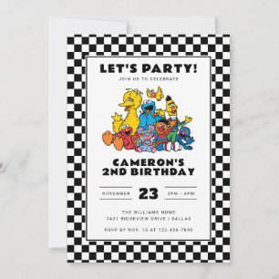 Sesamstraat Checkerboard Verjaardag Kaart
