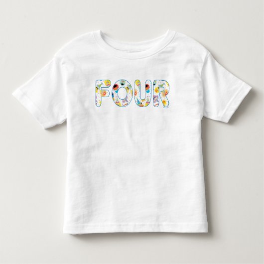 Sesamstraat Confetti Pattern Vierde Verjaardag Kinder Shirts (Voorkant)