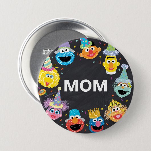 Sesamstraat Confetti Verjaardagskind Moeder Ronde Button 7,6 Cm (Voorkant /achterkant)