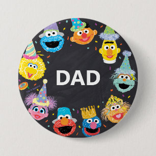 Sesamstraat Confetti Verjaardagskind's vader Ronde Button 7,6 Cm