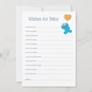 Sesamstraat Cookie Monster Baby shower Wishes Notitiekaartje