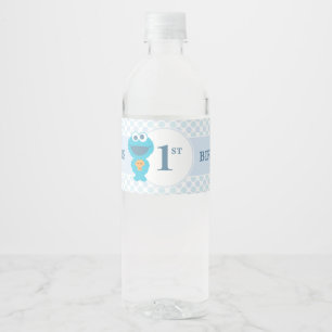 Sesamstraat   Cookie Monster Baby Verjaardag Waterfles Etiket