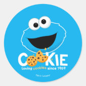 Sesamstraat | Cookie Monster Loving Cookies Ronde Sticker (Voorkant)