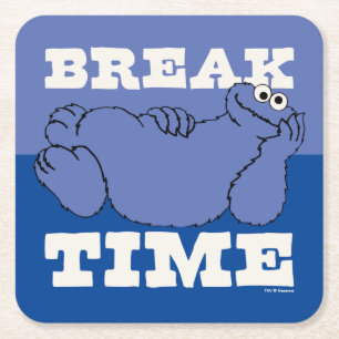 Sesamstraat Cookie Monster Pauze tijd Vierkante Kartonnen Onderzetter