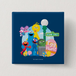 Sesamstraat Easter Egg Hunt Vierkante Button 5,1 Cm