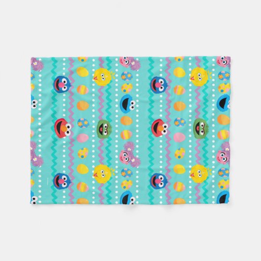 Sesamstraat Easter Egg Pattern Fleece Deken (Voorkant (Horizontaal))