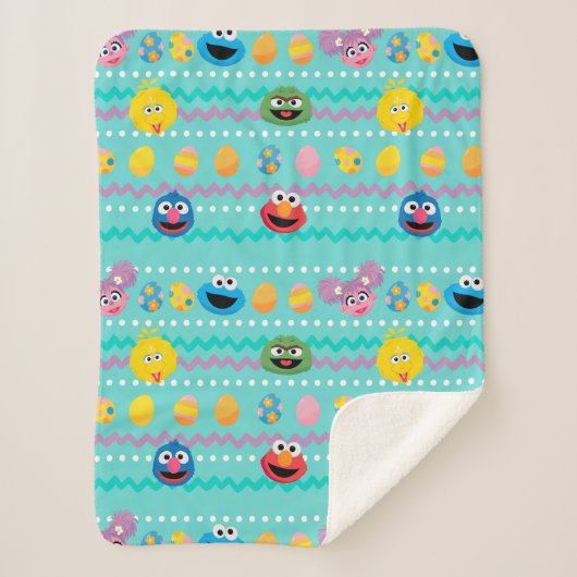 Sesamstraat Easter Egg Pattern Sherpa Deken (Voorkant)