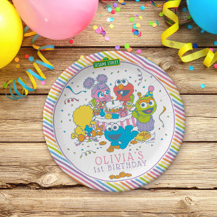 Sesamstraat Eerste verjaardag van de baby Papieren Bordje