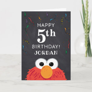 Sesamstraat Elmo 5th Birthday Chalkboard Kaart