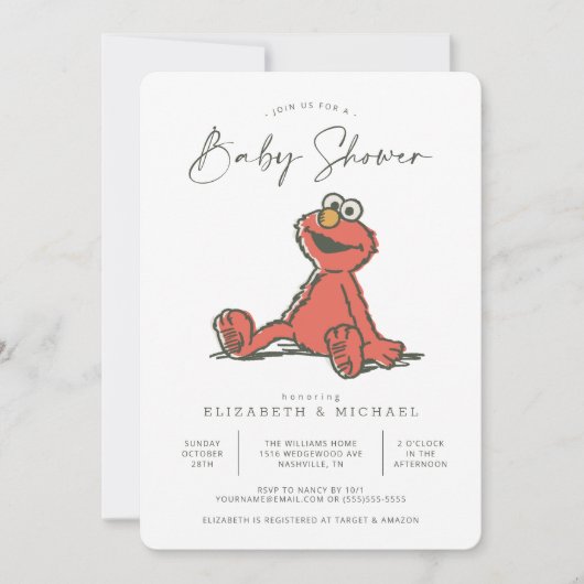 Sesamstraat  Elmo Baby shower Kaart (Voorkant)