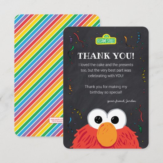 Sesamstraat | Elmo Birthday Chalkboard Hartelijk d Bedankkaart (Voorkant / Achterkant)