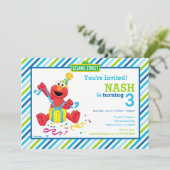 Sesamstraat | Elmo - Boys Birthday Striped Invit Kaart (Staand voorkant)