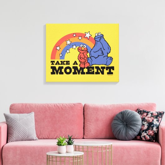 Sesamstraat | Elmo & Cookie Neem even de tijd Canvas Afdruk (Insitu (Woonkamer))