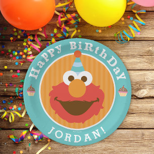 Sesamstraat Elmo - Cupcake & Confetti Birthday Papieren Bordje