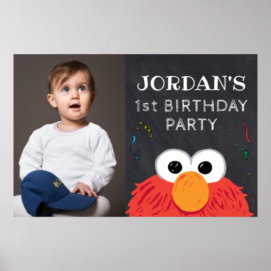 Sesamstraat | Elmo Eerste Verjaardag schoolbord Poster (Voorkant)