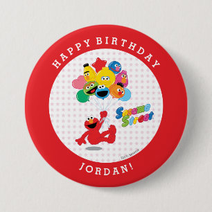 Sesamstraat Elmo en Pals - Birthday-ballonnen Ronde Button 7,6 Cm