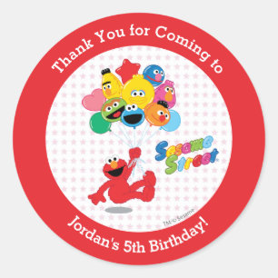 Sesamstraat   Elmo en Pals - Birthday-ballonnen Ronde Sticker