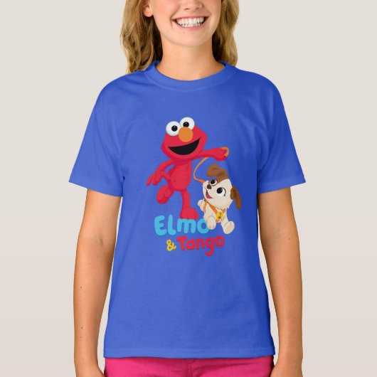 Sesamstraat | Elmo en Tango aan het werk T-shirt (Voorkant)