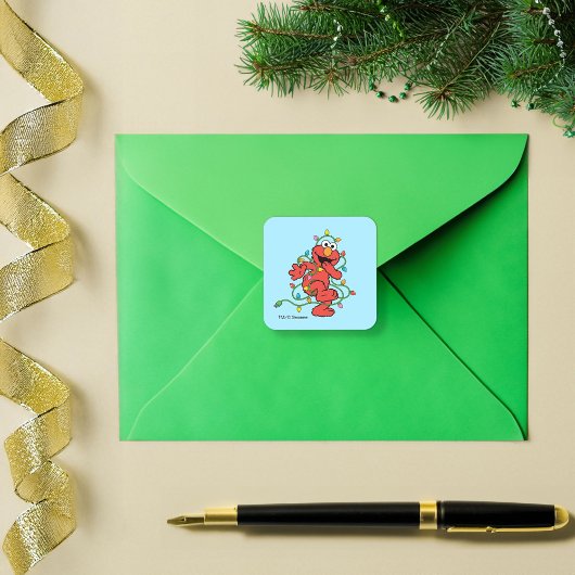 Sesamstraat | Elmo-kerstlampjes Vierkante Sticker