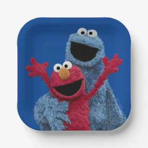 Sesamstraat   Elmo & Koekjesmonster Papieren Bordje