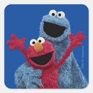 Sesamstraat Elmo & Koekjesmonster Vierkante Sticker