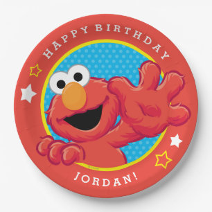 Sesamstraat   Elmo - Polka Dot & Stars Birthday Papieren Bordje