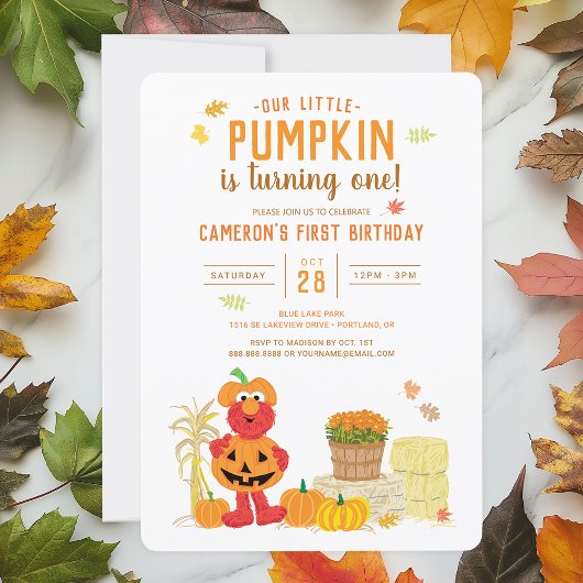 Sesamstraat - Elmo | Pumpkin First Birthday Kaart