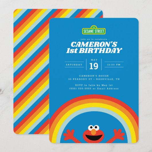 Sesamstraat | Elmo Rainbow Birthday Kaart (Voorkant / Achterkant)