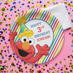 Sesamstraat   Elmo - Regenboogdag Papieren Bordje