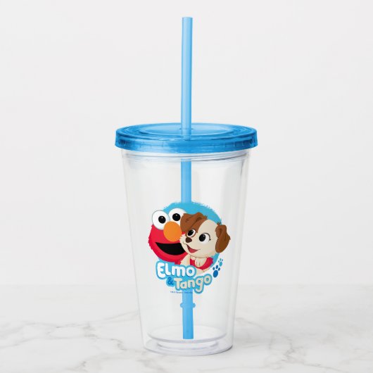 Sesamstraat | Elmo & Tango Badge Acryl Drinkbeker (Voorkant)