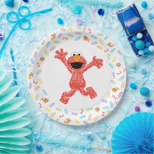 Sesamstraat Elmo | Verjaardagskrayon Papieren Bordje (Feest)