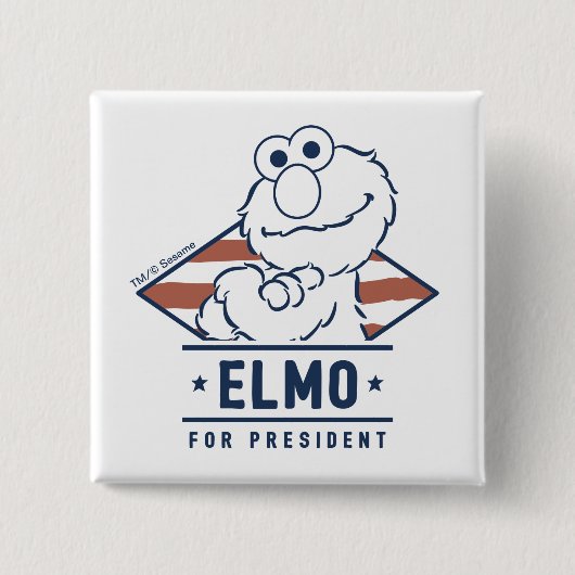 Sesamstraat |  Elmo voor President Vierkante Button 5,1 Cm (Voorkant)