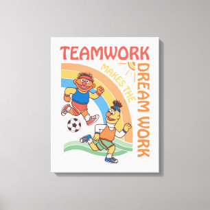 Sesamstraat   Ernie & Bert Teamwork Canvas Afdruk