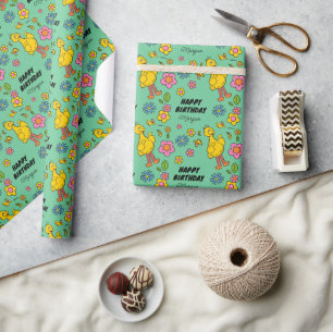 Sesamstraat   Fijne verjaardag   Jouw namen toevoe Cadeaupapier