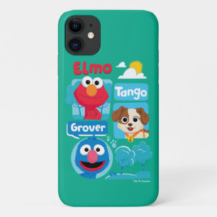 Sesamstraat Grafisch park Elmo, Tango & Grover P iPhone 11 Hoesje