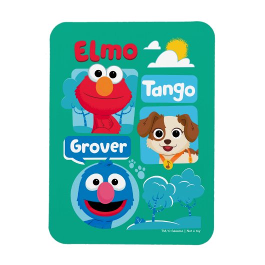 Sesamstraat | Grafisch park Elmo, Tango & Grover P Magneet (Verticaal)
