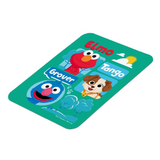 Sesamstraat | Grafisch park Elmo, Tango & Grover P Magneet (Linkerzijde)