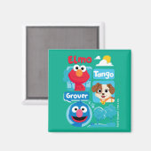 Sesamstraat | Grafisch park Elmo, Tango & Grover P Magneet (Voorkant / Achterkant)