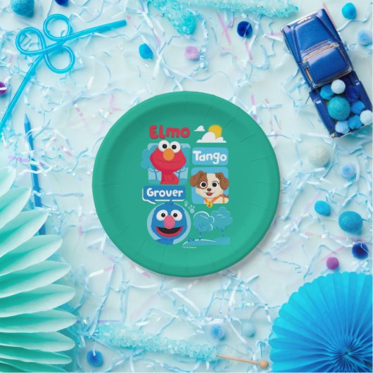 Sesamstraat | Grafisch park Elmo, Tango & Grover P Papieren Bordje (Feest)