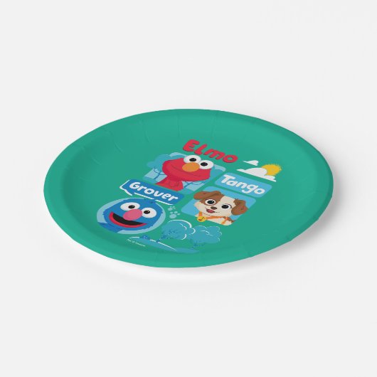 Sesamstraat | Grafisch park Elmo, Tango & Grover P Papieren Bordje (Gekanteld)