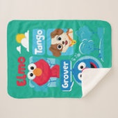 Sesamstraat | Grafisch park Elmo, Tango & Grover P Sherpa Deken (Voorkant (horizontaal))