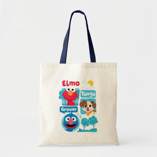 Sesamstraat | Grafisch park Elmo, Tango & Grover P Tote Bag (Voorkant)