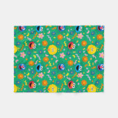 Sesamstraat groen bloemenpatroon fleece deken (Voorkant (Horizontaal))