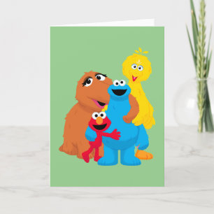 Sesamstraat   Groepsknuffel Feestdagen Kaart