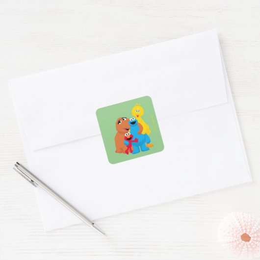 Sesamstraat | Groepsknuffel Vierkante Sticker (Envelop)
